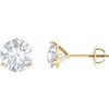 Created Moissanite Earrings in 14 Karat Yellow Gold 7.5 mm Round Forever One Moissanite Earrings.