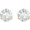 Created Moissanite Earrings in 14 Karat Yellow Gold 7.5 mm Round Forever One Moissanite Earrings.