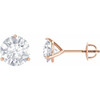 Created Moissanite Earrings in 14 Karat Rose Gold 7.5 mm Round Forever One Moissanite Earrings.
