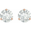 Created Moissanite Earrings in 14 Karat Rose Gold 4 mm Round Forever One Moissanite Earrings.