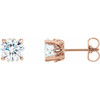 Created Moissanite Earrings in 14 Karat Rose Gold 6.5 mm Round Forever One Moissanite Earrings..