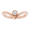 14 Karat Rose Gold V Ring set with 3 mm Round Forever One Moissanite