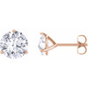 Round Cut Moissanite Earrings in 14 Karat Rose Gold 4 mm Forever One Moissanite Earrings