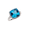 Genuine Topaz Ring in 14 Karat White Gold Swiss Genuine Topaz and 0.25 Carat Diamond Ring