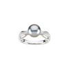 Black Cultured Tahitian Pearl Ring in 14 Karat White Gold Tahitian Cultured Pearl and .07 Carat Diamond Ring