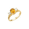 Golden Citrine Ring in 14 Karat Yellow Gold Citrine and 0.40 Carat Diamond Ring