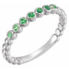 Genuine Emerald Ring in 14 Karat White Gold Emerald Stackable Ring.