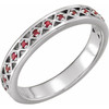 Red Garnet Ring in Platinum Mozambique Garnet Stackable Ring .