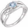 14 Karat White Gold Aquamarine Round Gem set in Interwoven Ring