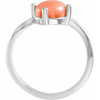 Pink Coral Ring in 14 Karat White Gold Pink Coral & .02 Carat Diamond Bypass Ring.