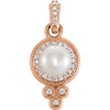 14 Karat Rose Gold Freshwater Pearl 6mm & 0.12 Carat Diamond Pendant.