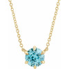 Genuine Zircon Necklace in 14 Karat Yellow Gold Genuine Zircon Solitaire 18" Necklace 