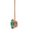 Created Emerald Necklace in 14 Karat Rose Gold Emerald Solitaire 18" Necklace .