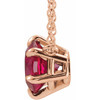 Created Ruby Necklace in 14 Karat Rose Gold Ruby Solitaire 18" Necklace .