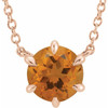 Golden Citrine Necklace in 14 Karat Rose Gold Citrine Solitaire 18" Necklace .