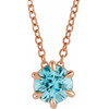 Genuine Aquamarine Necklace in 14 Karat White Gold Solitaire Style with 16 inch Gold Chain
