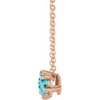 Genuine Aquamarine Necklace in 14 Karat White Gold Solitaire Style with 16 inch Gold Chain