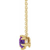 Genuine 5mm Round Amethyst Solitaire Necklace in 14 Karat Yellow Gold with 16 inch Chain