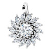 14K White Natural White Sapphire & 5/8 CTW Natural Diamond Halo-Style Pendant.