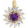 14K Yellow Natural Amethyst & 5/8 CTW Natural Diamond Halo-Style Pendant.