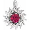 Sterling Silver Lab-Grown Ruby & 5/8 CTW Natural Diamond Halo-Style Pendant.