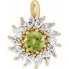 14K Yellow Natural Peridot & 5/8 CTW Natural Diamond Halo-Style Pendant.