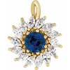 14K Yellow Lab-Grown Blue Sapphire & 5/8 CTW Natural Diamond Halo-Style Pendant.