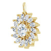 14K Yellow Natural White Sapphire & 5/8 CTW Natural Diamond Halo-Style Pendant.