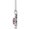Sterling Silver Natural Pink Tourmaline & 5/8 CTW Natural Diamond Halo-Style 16-18" Necklace.