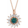 14K Rose Lab-Grown Alexandrite & 5/8 CTW Natural Diamond Halo-Style 16-18" Necklace.