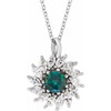 Sterling Silver Lab-Grown Alexandrite & 5/8 CTW Natural Diamond Halo-Style 16-18" Necklace.