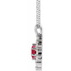 14K White Lab-Grown Ruby & 5/8 CTW Natural Diamond Halo-Style 16-18" Necklace