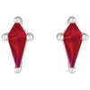 Sterling Silver Lab Grown Kite Shaped Ruby Earrings