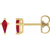 14 Karat Yellow Lab Kite Cut Ruby Earrings