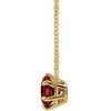 Red Garnet Necklace in 14 Karat Yellow Gold Mozambique Garnet Solitaire 18" Necklace .