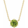 Genuine Peridot Necklace in 14 Karat Yellow Gold Peridot Solitaire 18" Necklace .