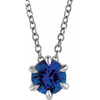 Genuine Sapphire Necklace in 14 Karat White Gold Genuine Sapphire Solitaire 16-18" Necklace...