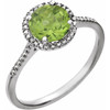 Best Sterling Silver Round Genuine Peridot & .01 Carat Diamond Ring