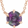 Created Alexandrite Necklace in 14 Karat Rose Gold Solitaire 18" Necklace