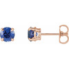 14K Rose Lab Grown Blue Sapphire Earrings