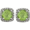 Sterling Silver Peridot and 0.15 Carat Diamond Earrings