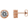  Created Moissanite Earrings in 14 Karat Rose Gold 6.5 mm Round Forever One Moissanite Earrings .