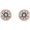  Created Moissanite Earrings in 14 Karat Rose Gold 6.5 mm Round Forever One Moissanite Earrings .