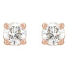 White Diamond Earrings in 14 Karat Rose Gold 1/3 Carat Diamond Stud Earrings.