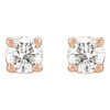 White Diamond Earrings in 14 Karat Rose Gold 1/3 Carat Diamond Stud Earrings.