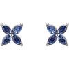 Created Sapphire Earrings in 14 Karat White Gold CreatedCreated Sapphire Earrings