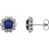 Platinum Blue Sapphire & 0.33 Carat Diamond Earrings.