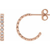 14 Karat Rose Gold 0.40 Carat Diamond Bezel Set J-Hoop Earrings