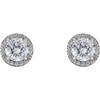 Natural Diamond Earrings in Platinum 0.60 Carat Diamond Halo Earrings
