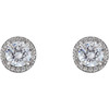 Natural Diamond Earrings in Platinum 0.37 Carat Diamond Halo Earrings
